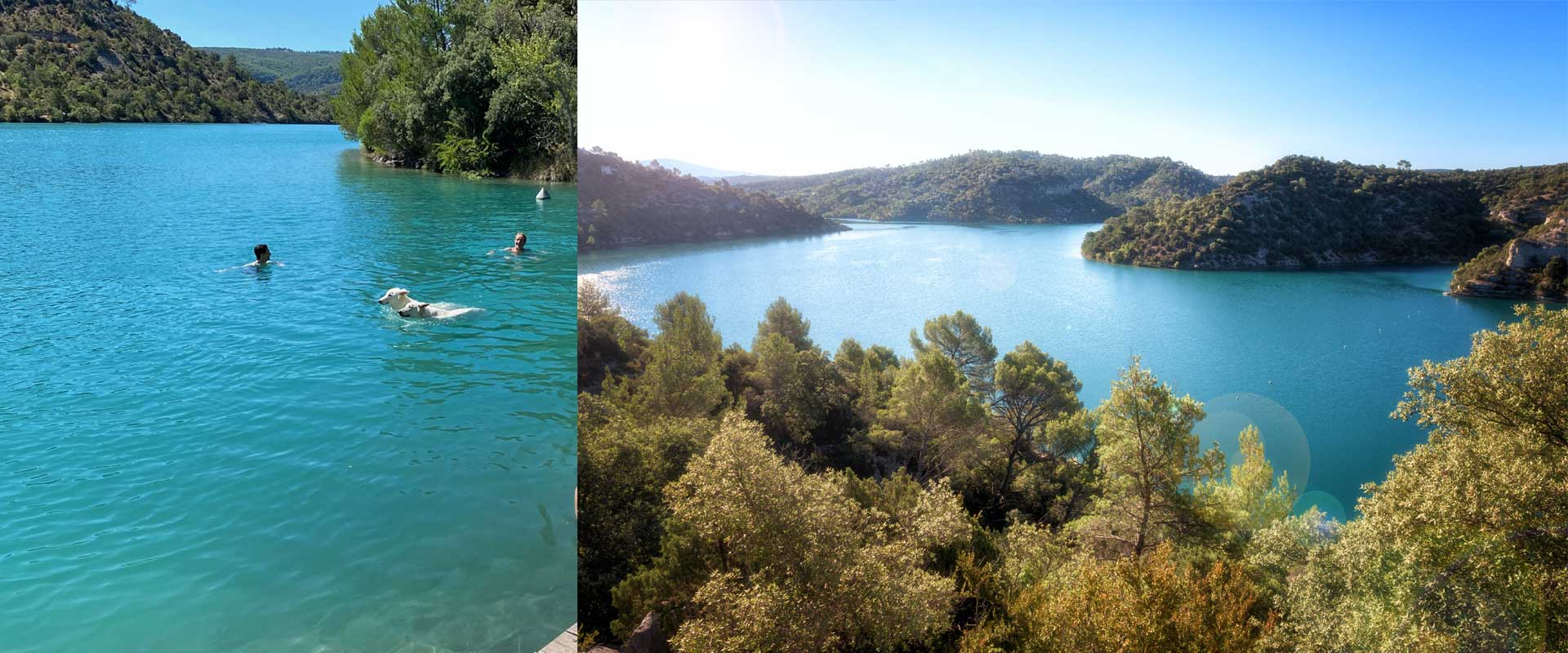 2 locations de vacances au bord du lac d'Esparron à 10 minutes des thermes de Gréoux les bains.